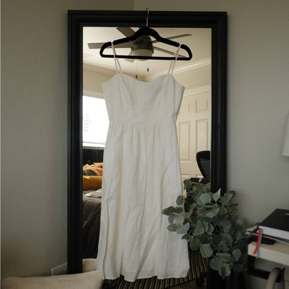 Reformation White Linen Midi Dress
